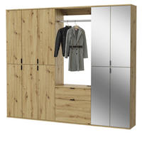 GARDEROBEN-SET Eiche Artisan 213 cm, Komplettset mit 27 Fächern - Schwarz/Eiche Artisan, Glas/Holzwerkstoff (213/193/34cm) - Inn.Furn