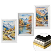 WANDBILDER 3er-Set - 40x60 cm Weißer Rahmen - Herbstliche Berge, Flusshäuser - Weiß, Kunststoff (40/60cm) - ArtPrintCave