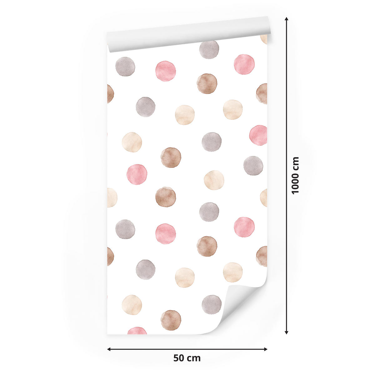 VLIESTAPETE Aquarellpunkte – Rosa, Beige, Grau, Weiß – 50x1000 cm - Beige/Rosa, Papier (50/1000cm) - Muralo