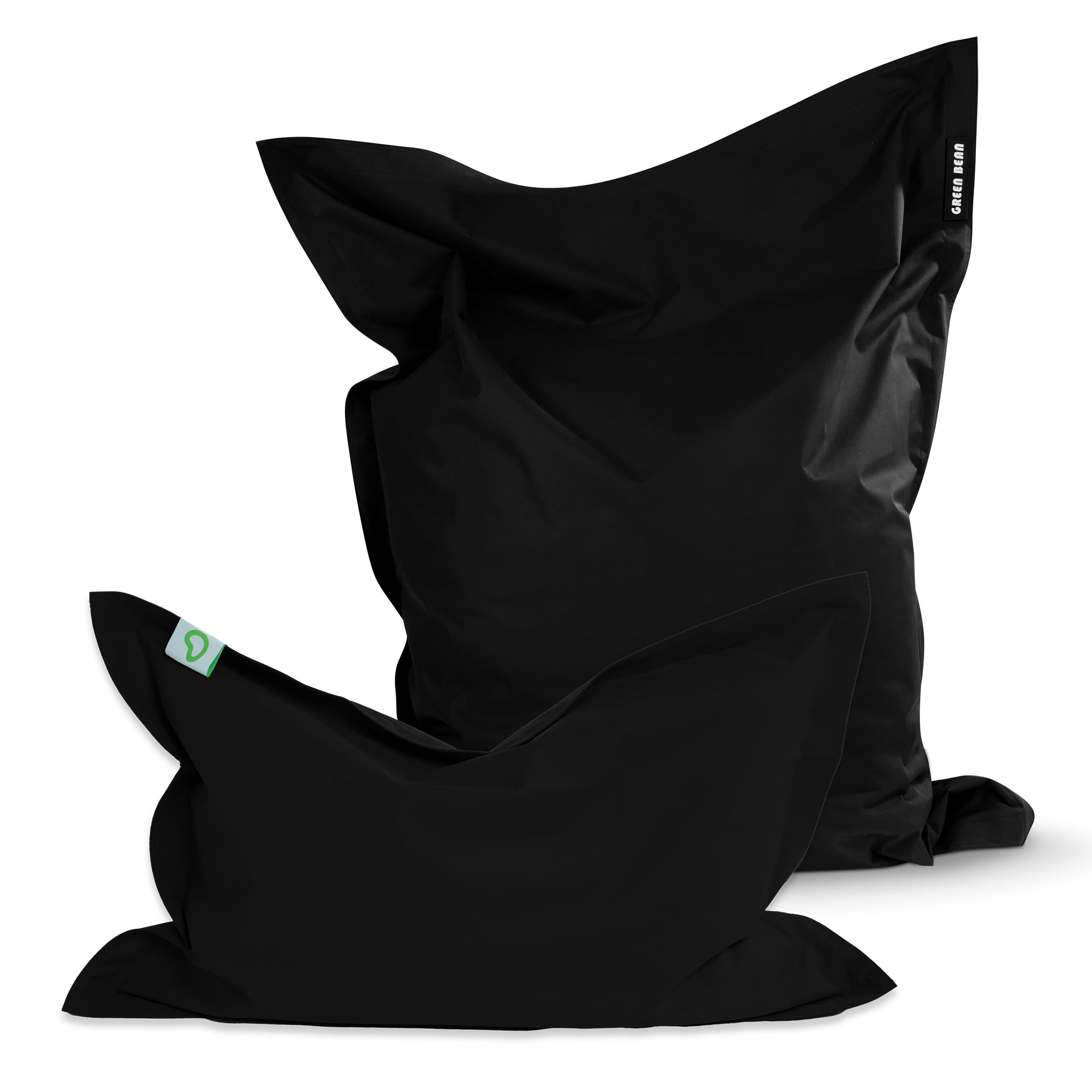 SITZSACK XXL 2er Set "Square" + "BeBi" - Schwarz, Textil (140/25/180cm) - Green Bean