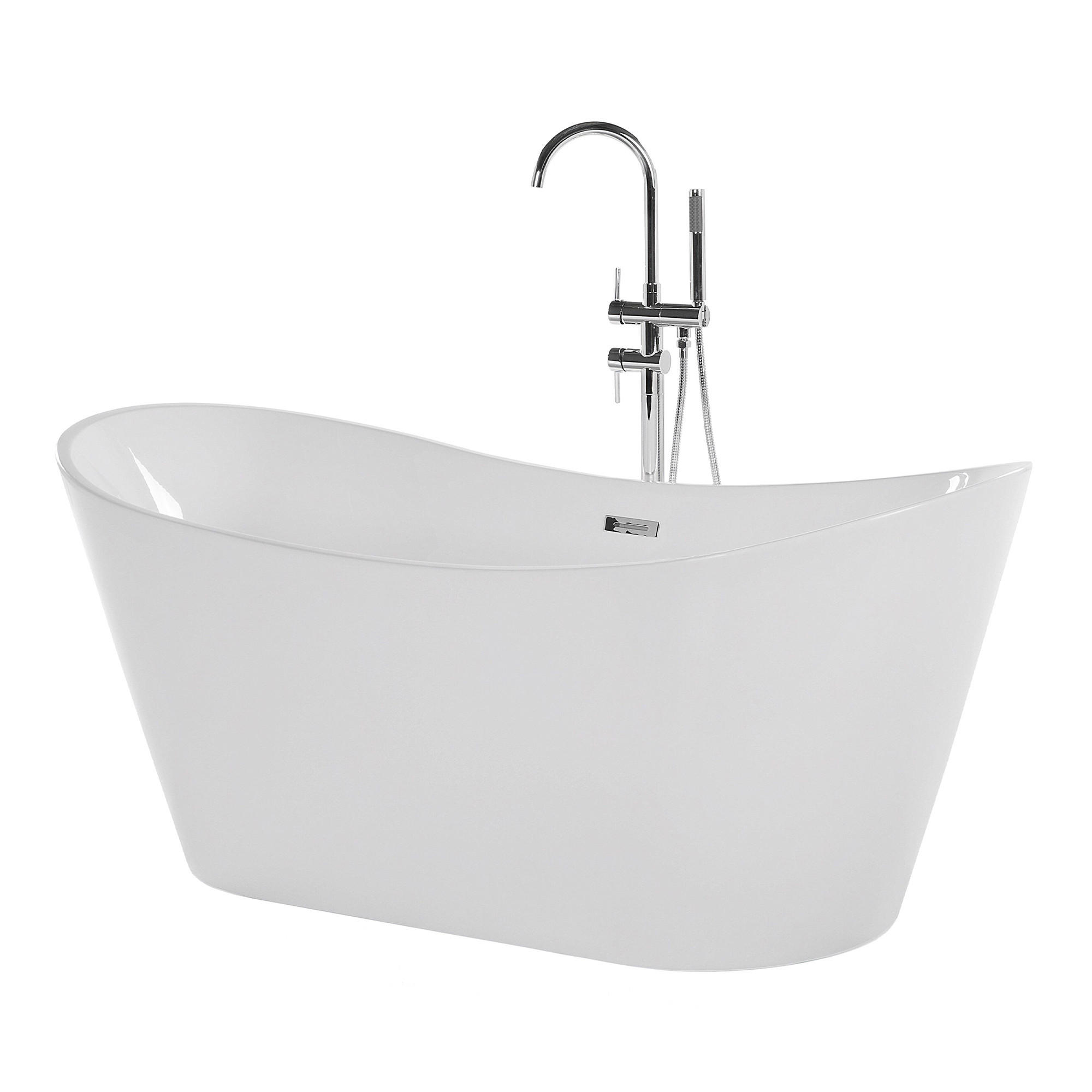BADEWANNE FREISTEHEND 75x150x72 cm weiß Antigua - Weiß, Kunststoff (75/72/150cm) - Beliani