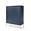 HIGHBOARD MONDO 104/125/39cm 4 Türen Blau - Blau/Goldfarben, Holzwerkstoff (104/125/39cm) - MASSENO