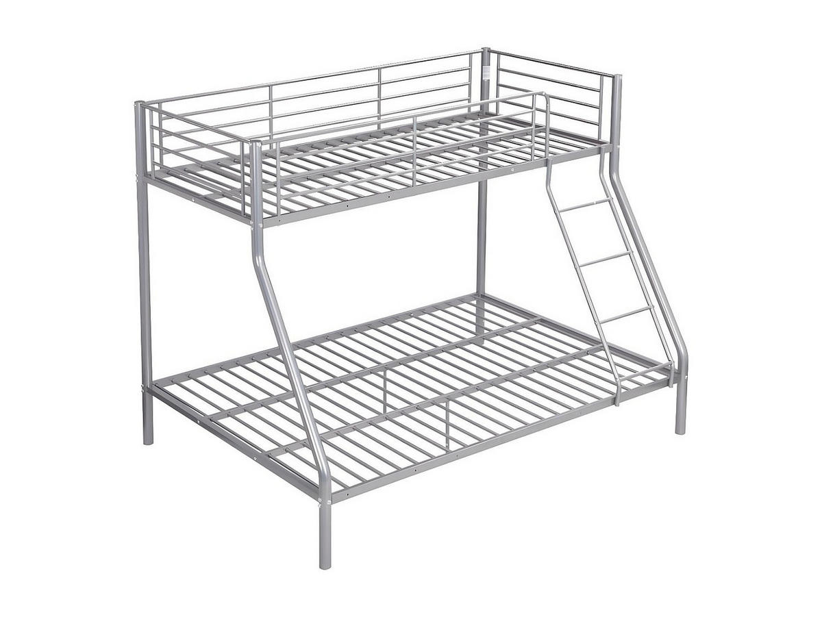 ETAGENBETT + Lattenrost - 90 x 190 & 140 x 190 cm - Metall - Silberbarfen - ELEVATIO III - Silberfarben, Metall - Vente-Unique