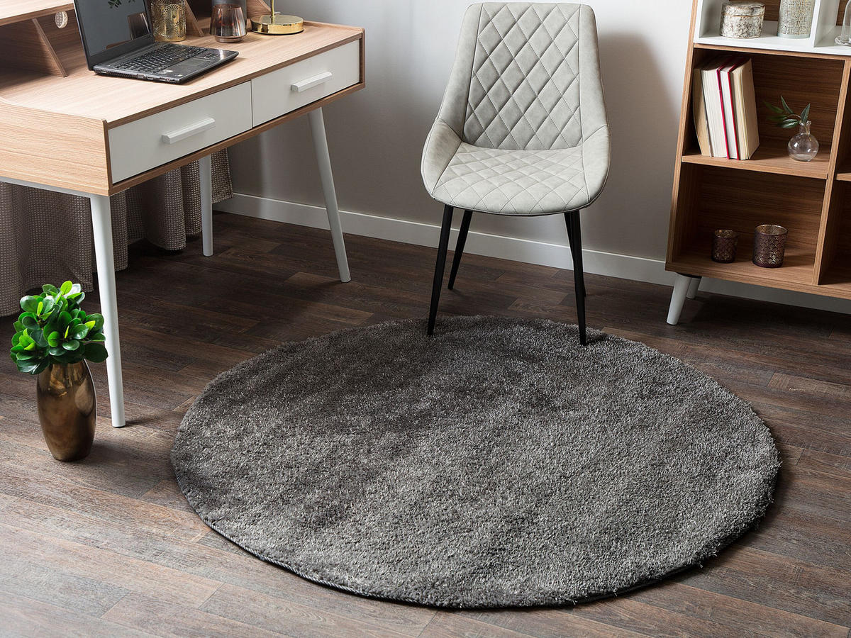 SHAGGY-TEPPICH Demre 140/140 cm - Grau, Kunststoff (140/140cm) - Beliani