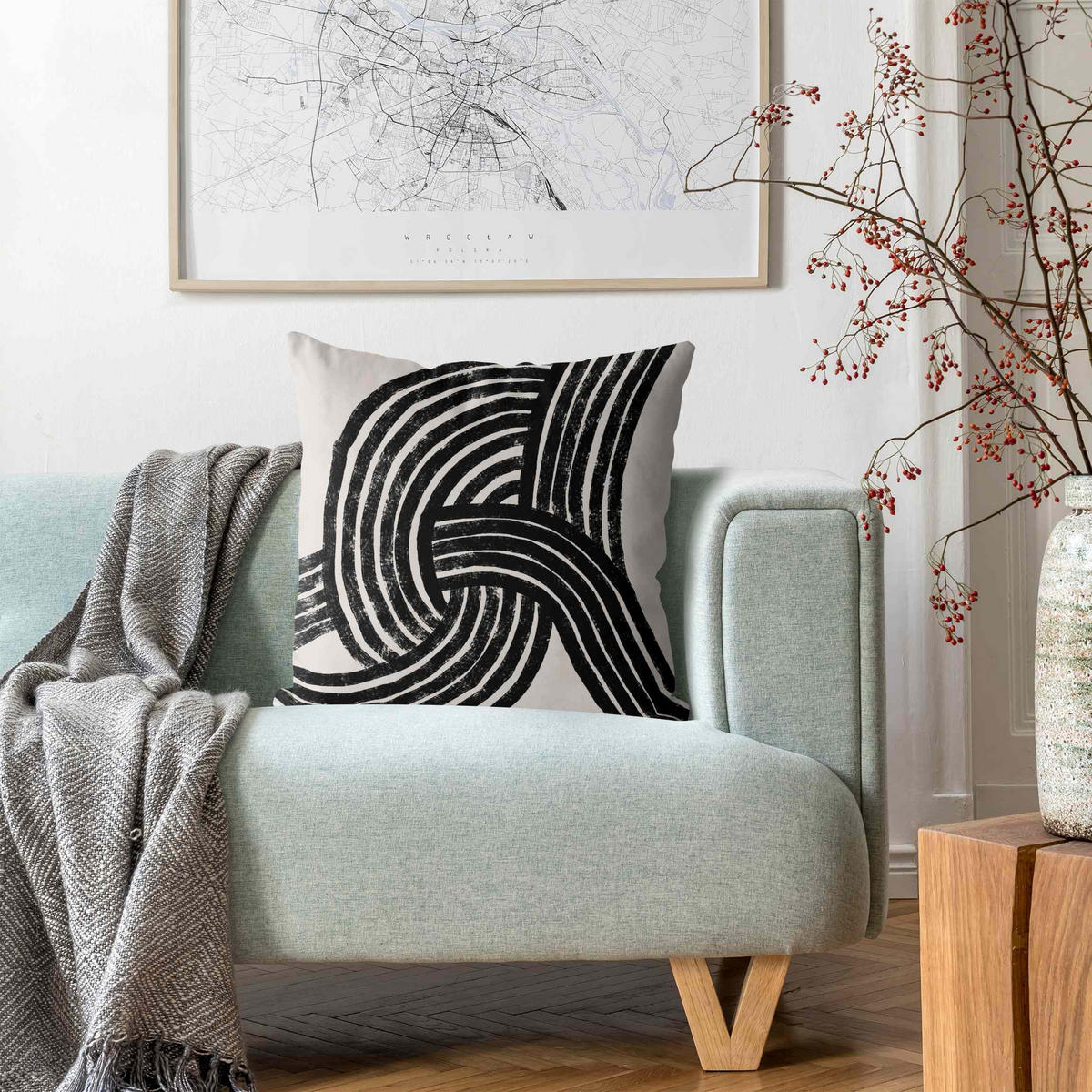 KISSENBEZUG Knoten schwarz 40/40 cm - Eichefarben, Textil (40/40cm) - Bilderwelten