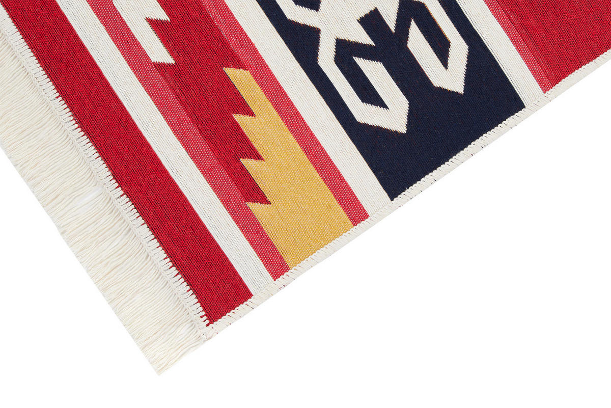 TEPPICH AZTECA Rot Gelb Grau Schwarz 80/300 cm - Gelb/Rot, Naturmaterialien (80/300cm) - Tapiso