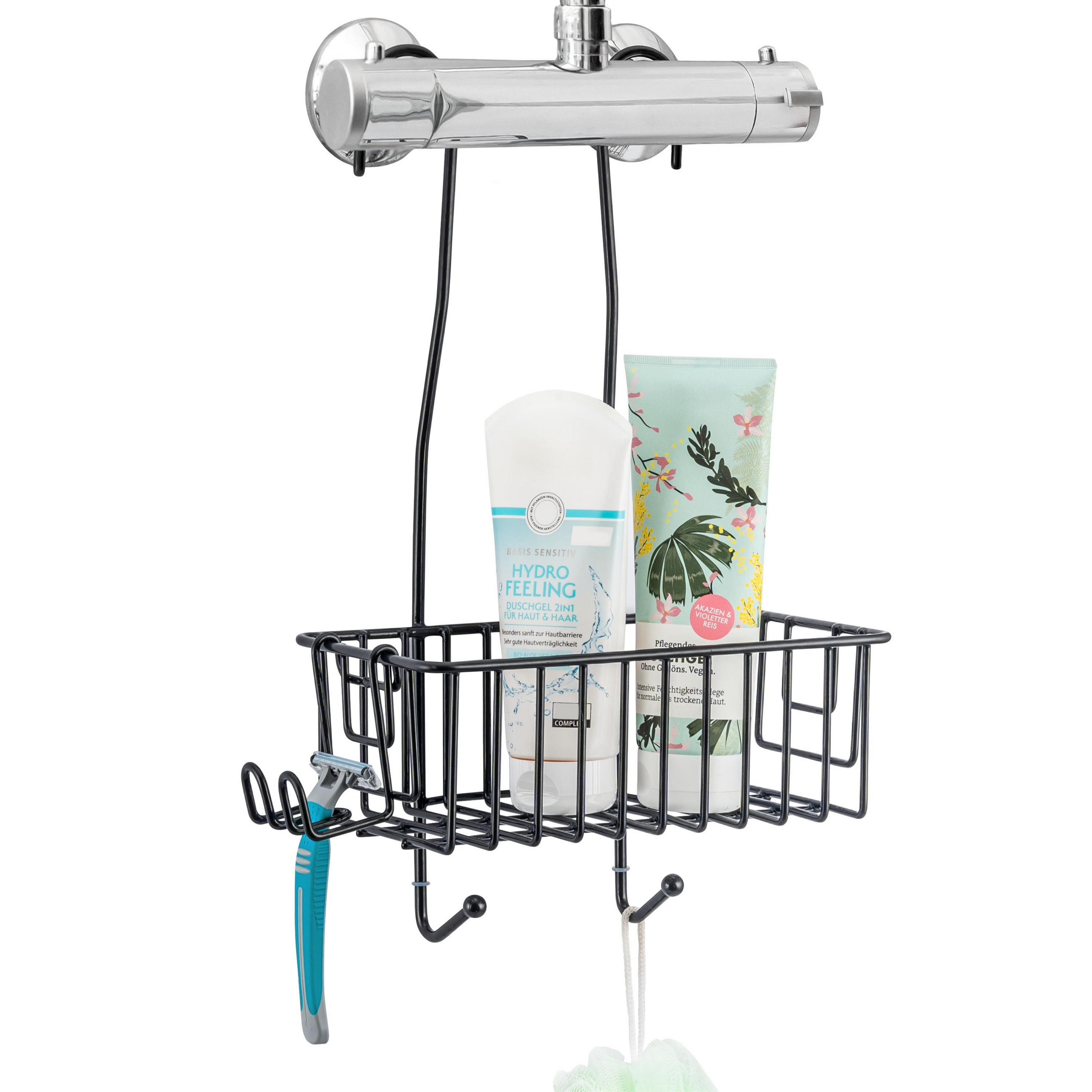 DUSCHREGAL, schwarz - Schwarz, Metall (24.5/40/13.5cm) - eluno