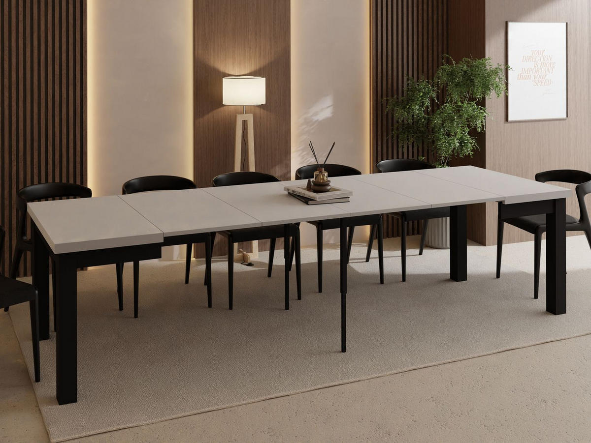 ESSTISCH Toren ausziehbar verlängerbar quadratisch, Kaschmir 100-300/100/76.5 cm - Kaschmir/Schwarz, Holz/Holzwerkstoff (100/100/77cm) - WFL GROUP