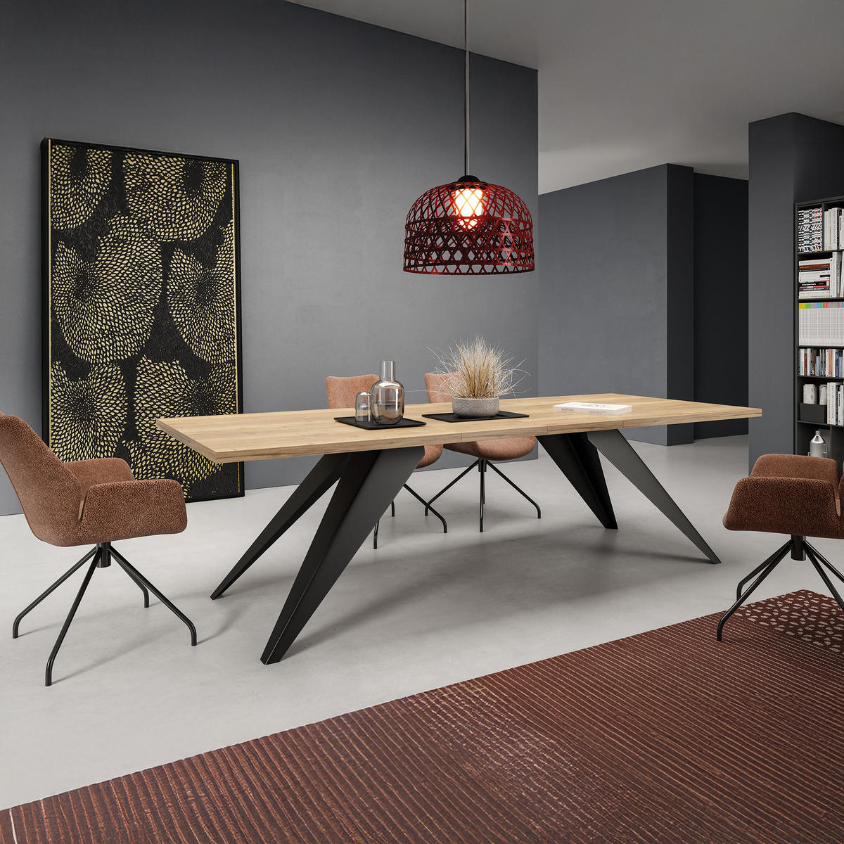 ESSTISCHE SENTO - Hellbraun/Schwarz, Holzwerkstoff (80/140/76cm) - Meblini