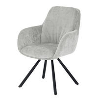 ARMLEHNENSTUHL - Chenille / Eisen - Schwarz/Grau, Textil/Metall (60/87/64cm) - home24
