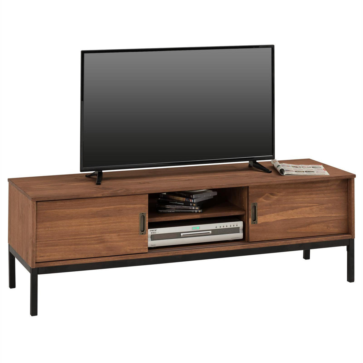 LOWBOARD SELMA - Dunkelbraun, Holz (145/47/47cm) - IDIMEX