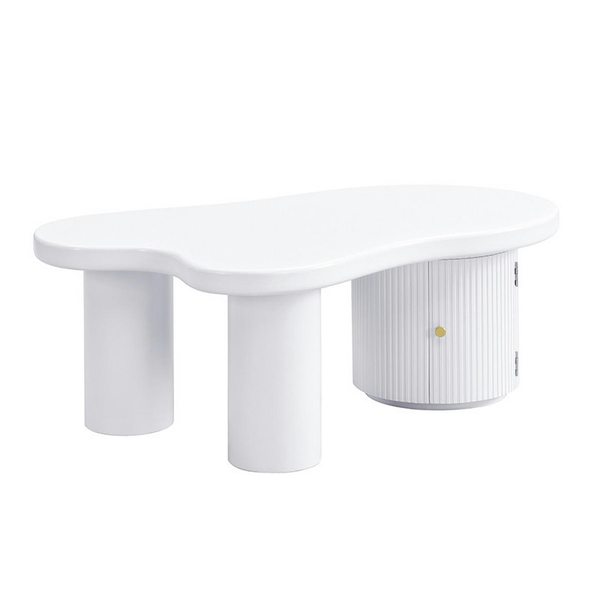 COUCHTISCH 100/60/37 cm asymmetrisch in Weiß mit Stauraum - Weiß, Holzwerkstoff (100/60/37cm) - OKWISH