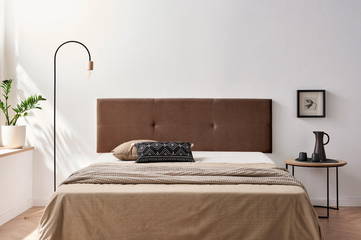 Kopfteil gepolstert ALMA Aqualine 170x50x5 cm - Schokolade - Moonia - Dunkelbraun, Holz (170/5/50cm)