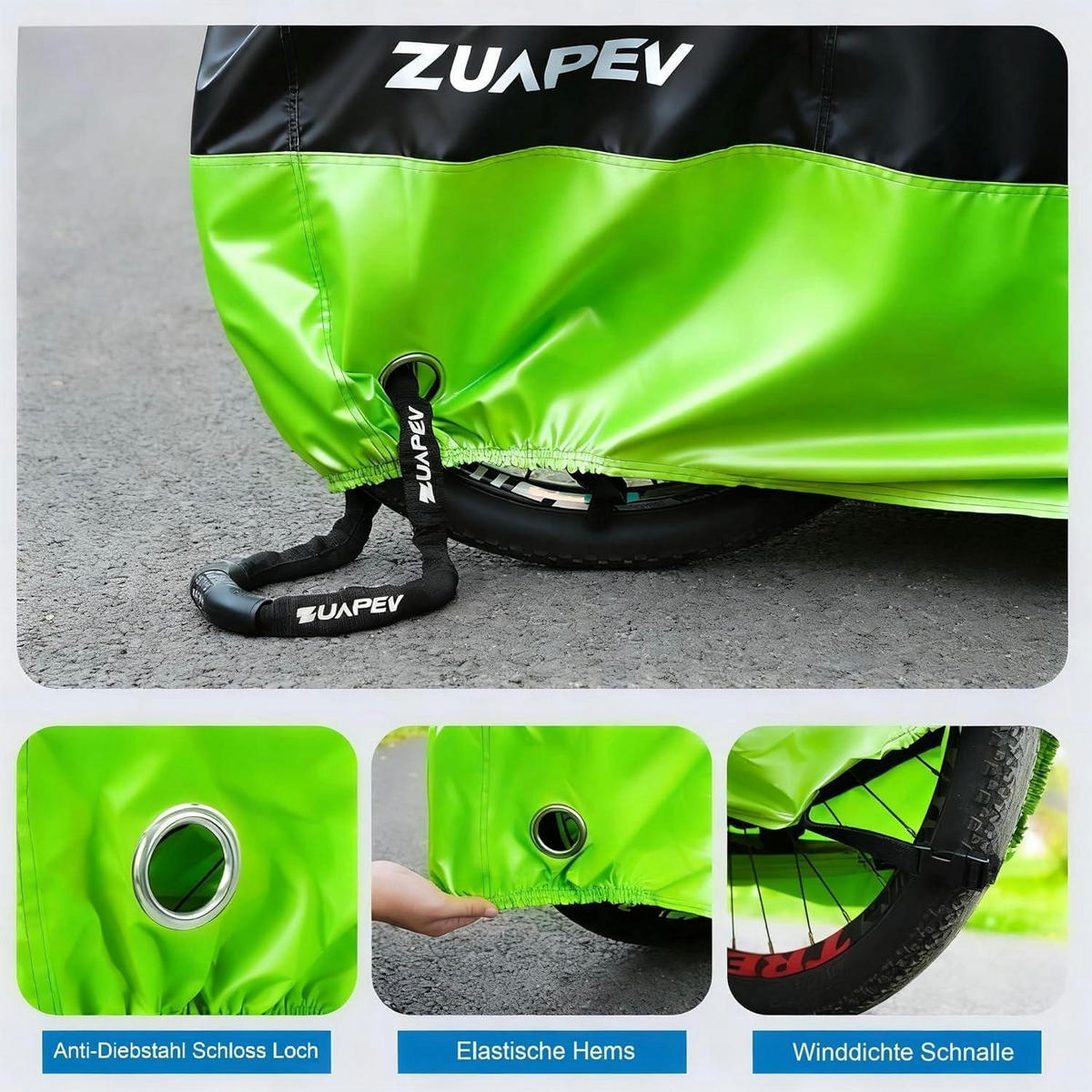 FAHRRADABDECKUNG Wasserdicht 195x70x110 cm Grün - Multicolor, Textil (110/70/195cm)