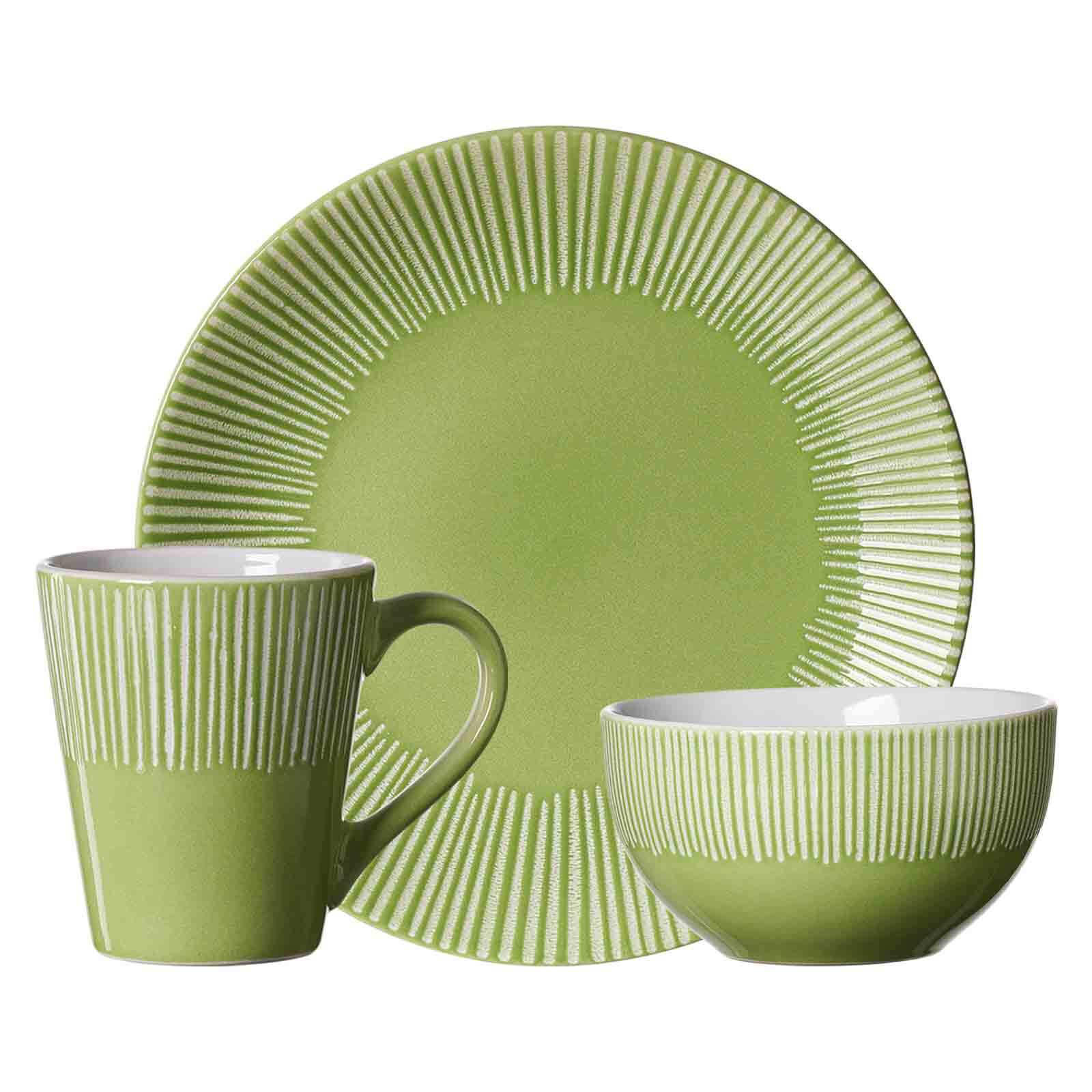 FRÜHSTÜCKS-SET Banda Grün 18er Set - Grün, Keramik (1/1/1cm) - Ritzenhoff Breker