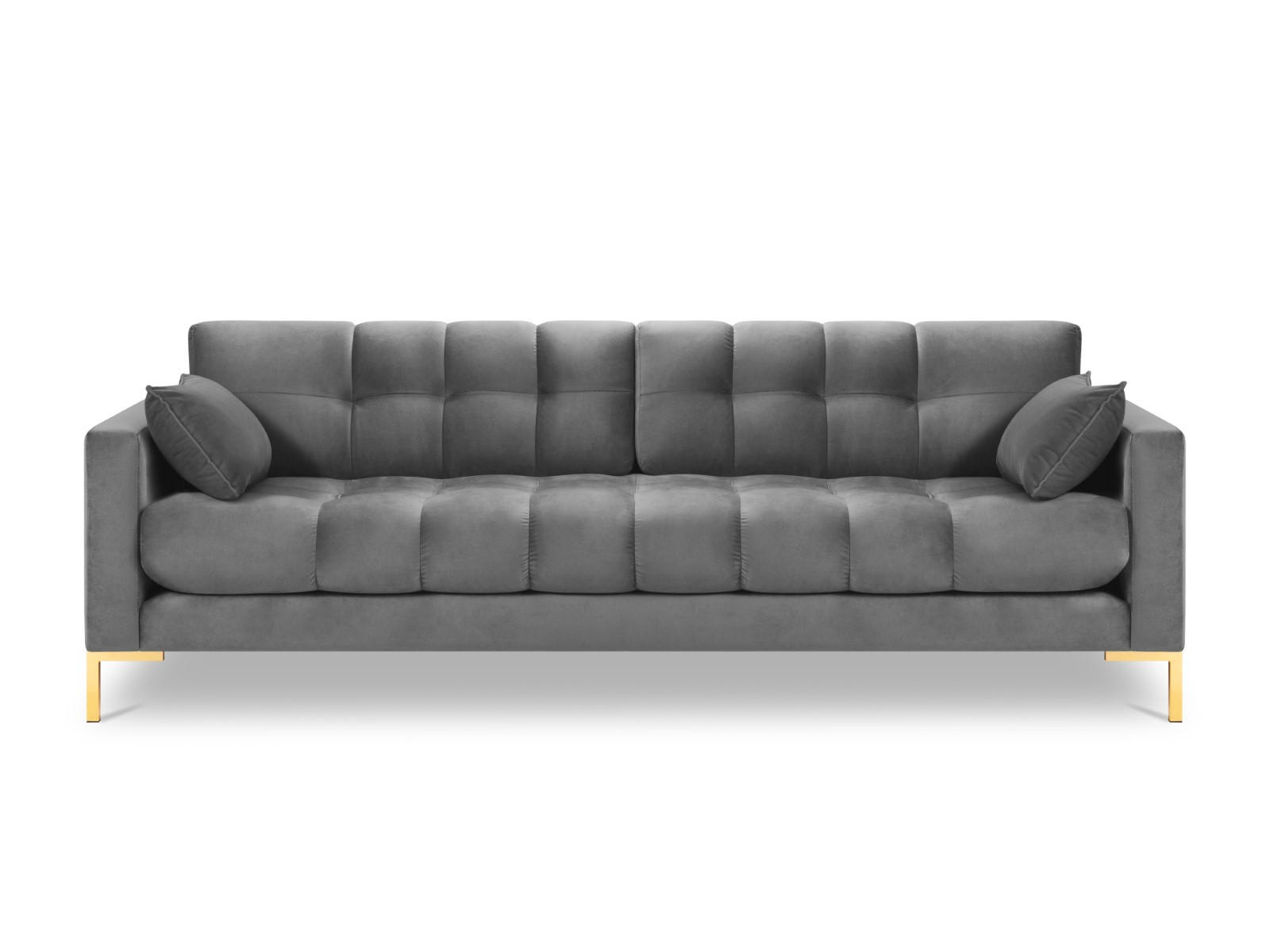 SOFA Mamaia aus Samt hellgrau 4 Sitzplätze - Hellgrau, Textil (92/75/217cm) - Micadoni