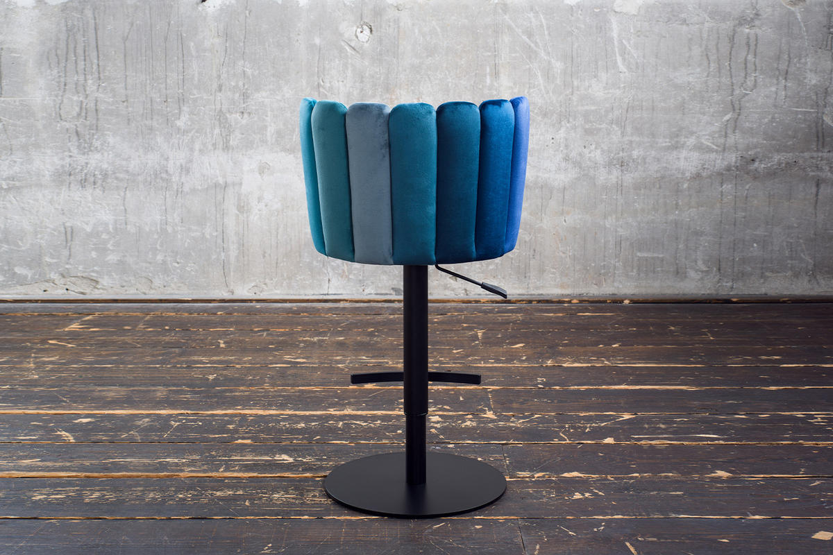BARHOCKER JADA Blau Velvet - Blau/Schwarz, Kunststoff/Textil (55/85/53cm) - KAWOLA