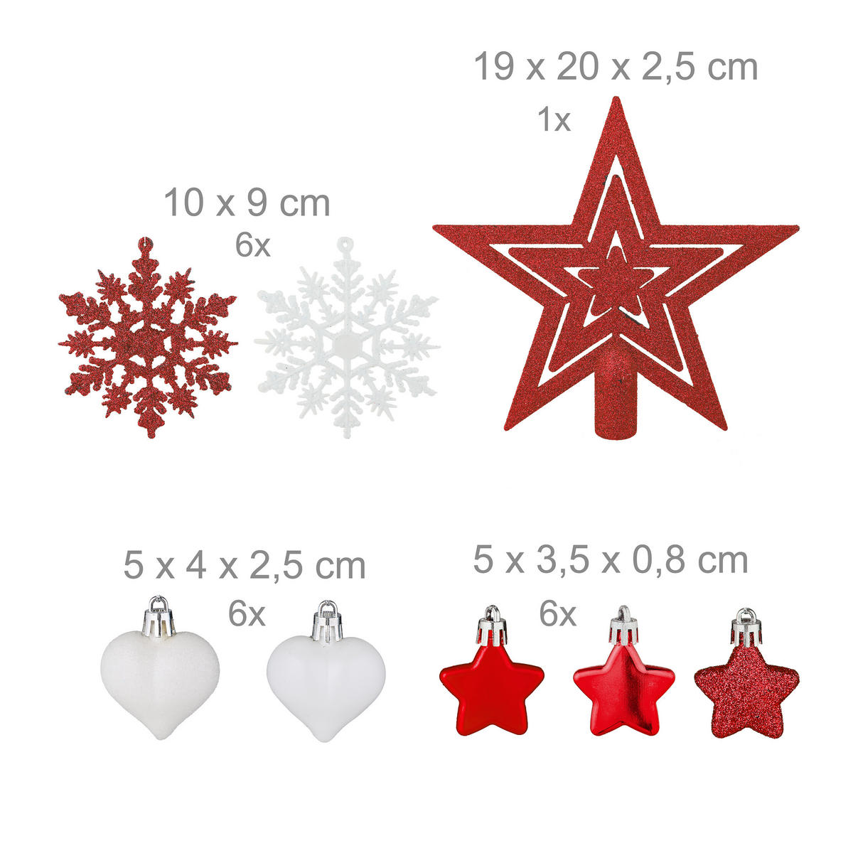 101-TLG.WEIHNACHTSKUGELN-SET - Rot, Kunststoff (20/19/2.5cm) - Relaxdays