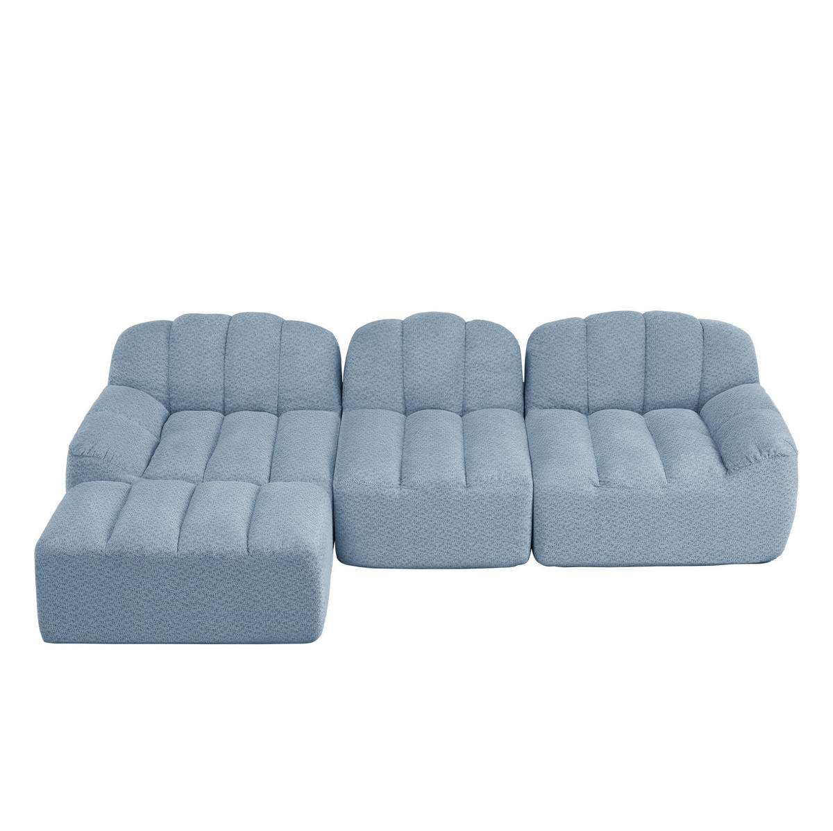 ECKSOFA 288/165/79 cm blau aus granuliertem Fleece modular und rahmenlos - Blau, Textil (165/288cm) - OKWISH