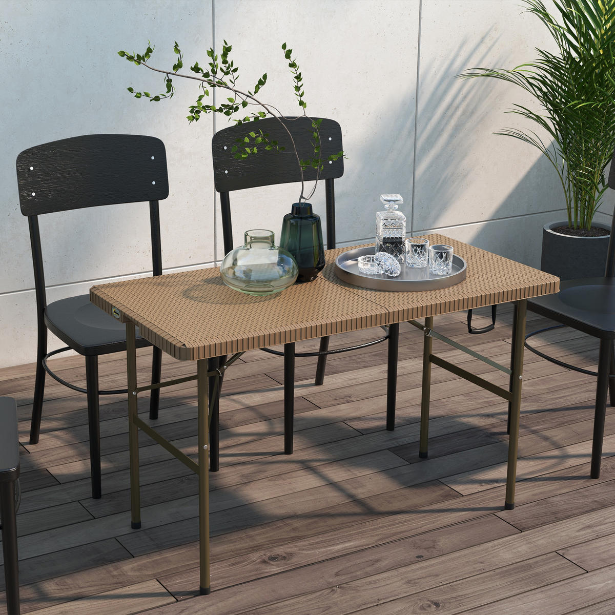 GARTENTISCH, Braun, HDPE - Braun, Kunststoff (122/60/73cm) - Outsunny