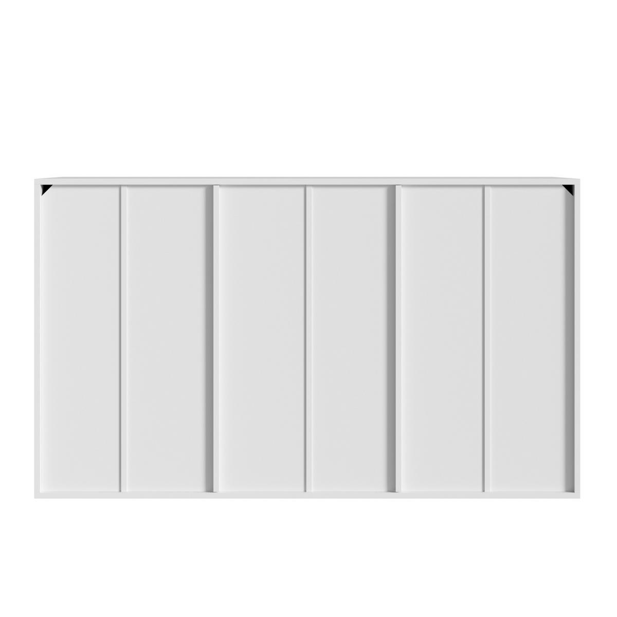 SIDEBOARD 140x40x82cm Weiß mit LED und 3 Türen - Weiß/Naturfarben, Holzwerkstoff (140/82/40cm) - FLIEKS