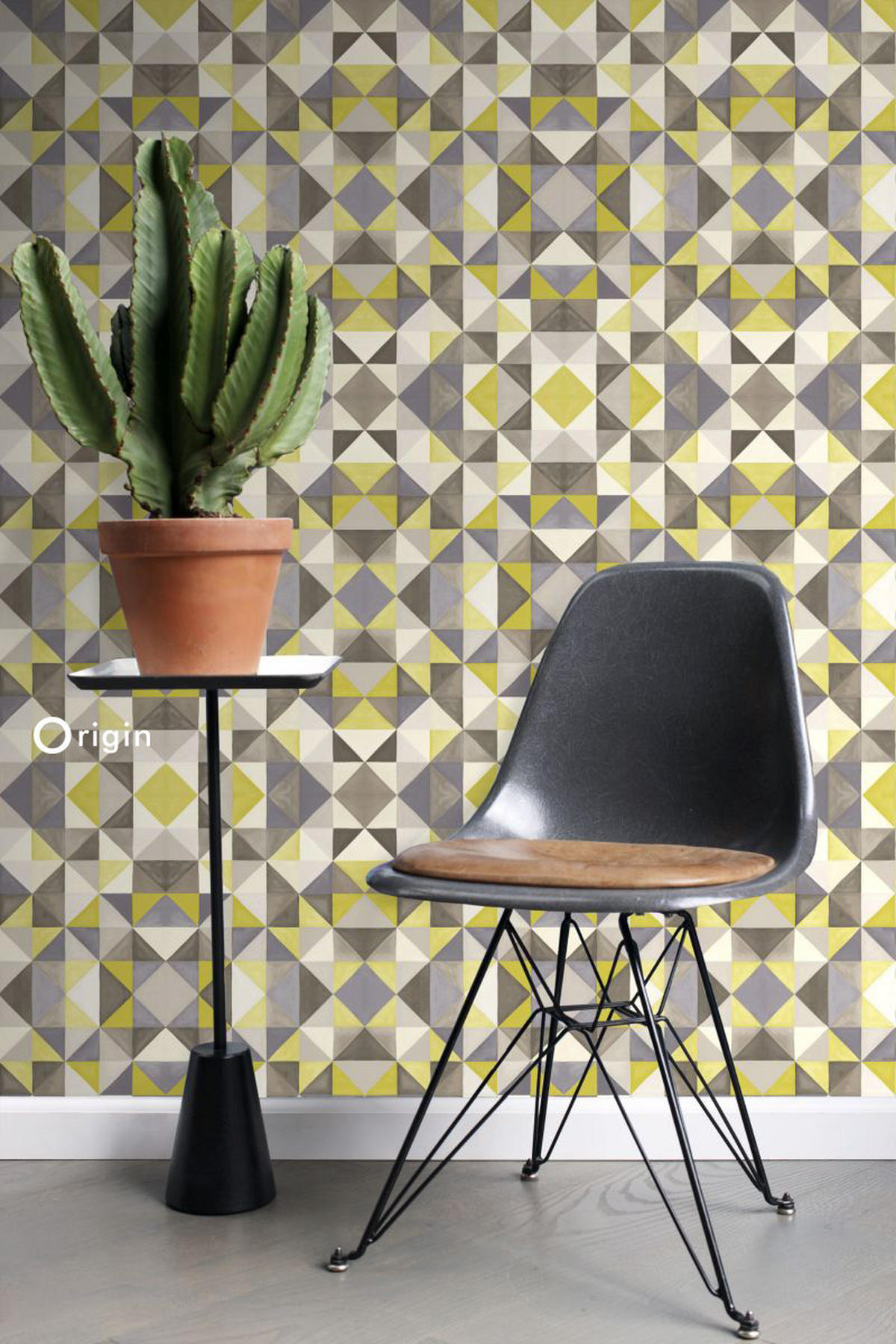 TAPETE kubistisches Muster 53 cm x 10.05 m - Gelb, Papier (53/1000cm) - Origin Wallcoverings
