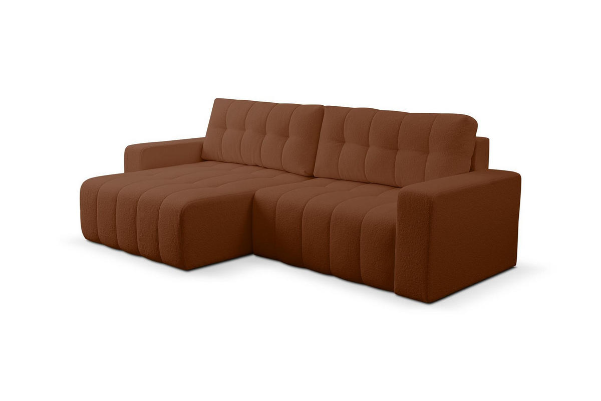 ECKSOFA Masina Braun, Schlafsofa aus Veloursstoff - Braun, Holzwerkstoff/Textil (245/143cm) - Bettso