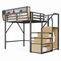 HOCHBETT 140/200 cm aus Metall mit Ablagefach, Schwarz - Schwarz, Metall (140/200cm) - OKMYHOME