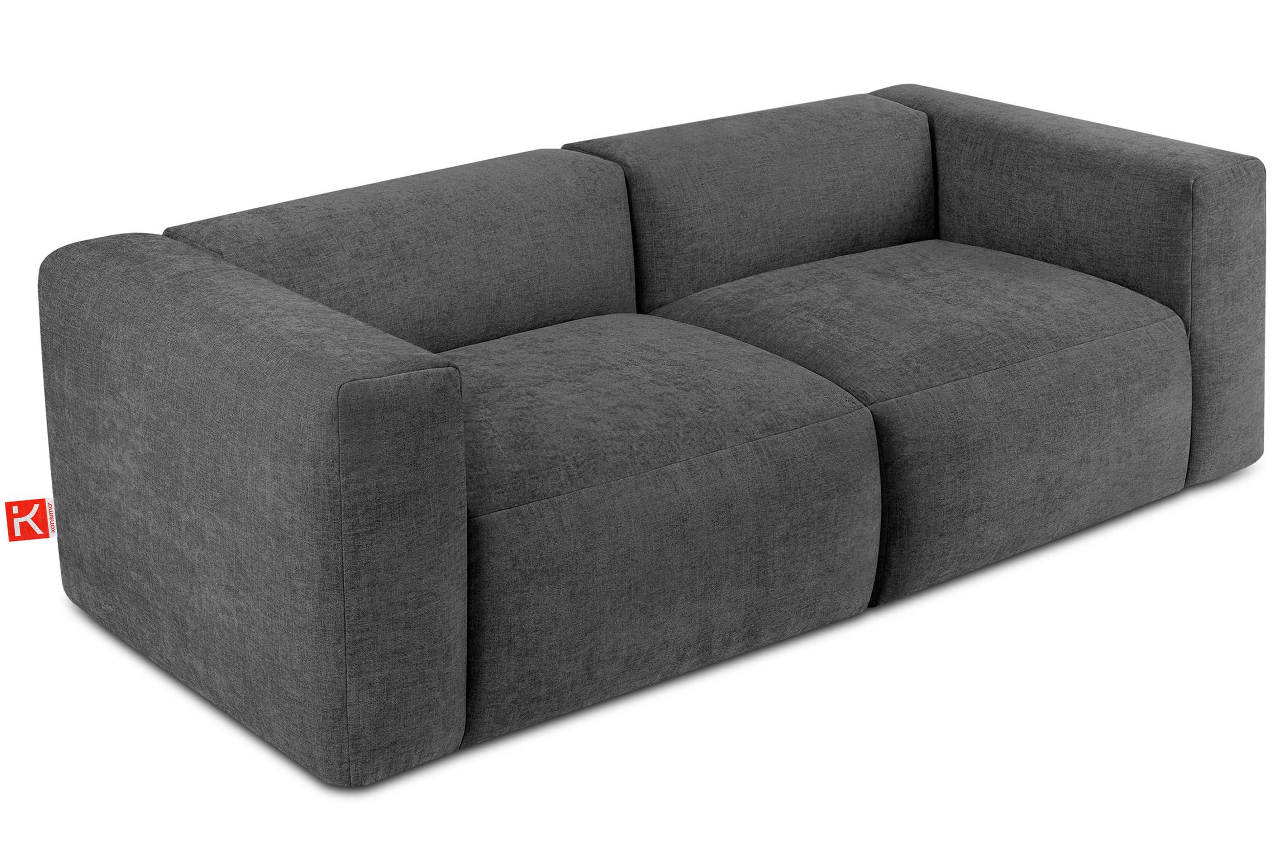 2,5-SITZER-MODULSOFA BUFFO mit extrem weicher und bequemer Sitzfläche, Gewebestoff, aschfahl - Grau, Textil (250/73/96cm) - KONSIMO®