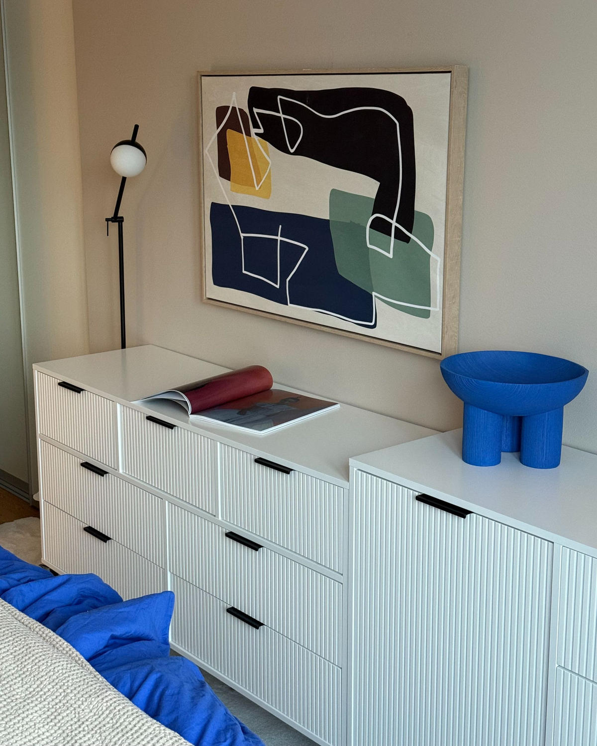 KOMMODE mit 7 Schubladen Weiß Leduc - Schwarz/Weiß, Holzwerkstoff (135/80/40cm) - Beliani