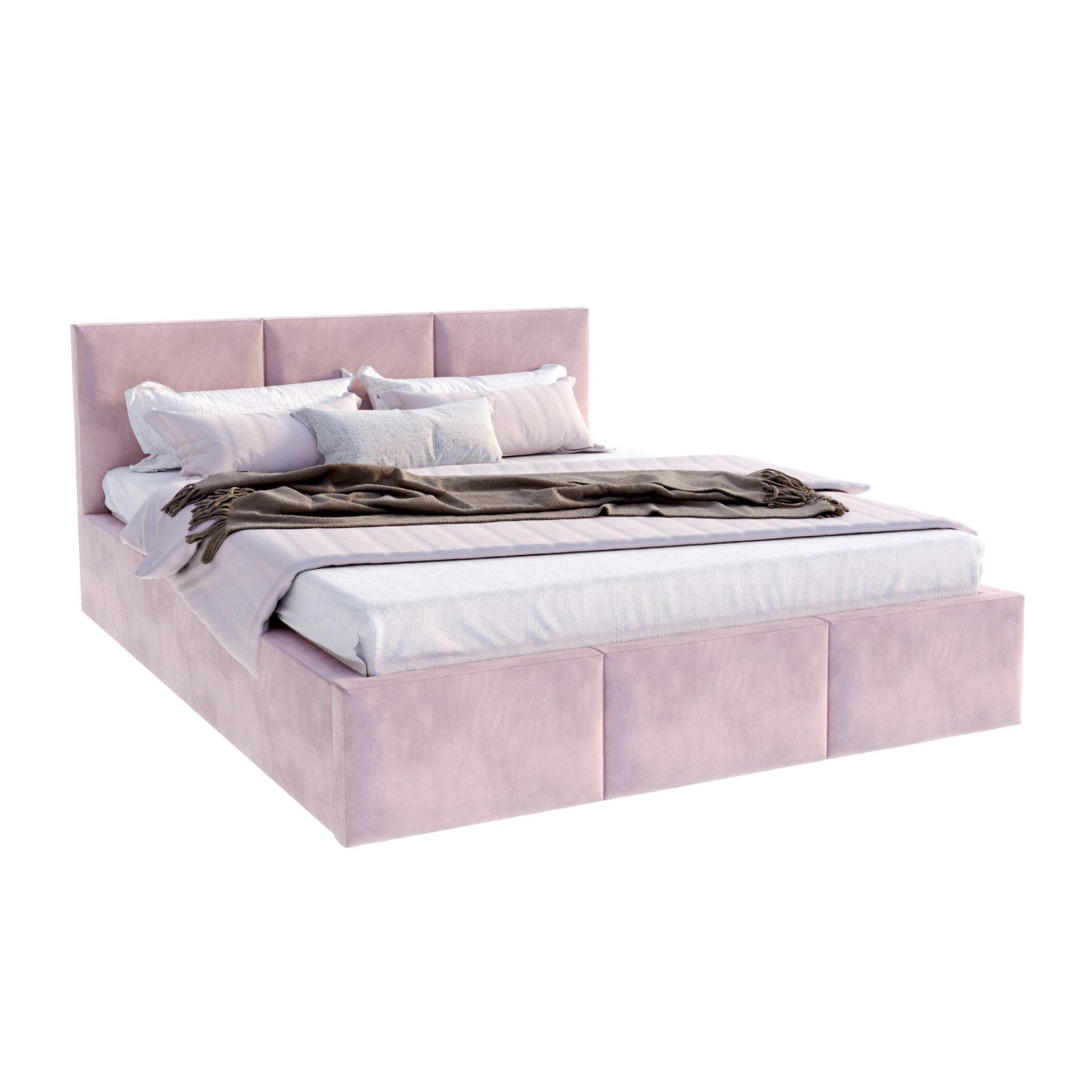 POLSTERBETT Amber Rosa - Hellrosa/Birkefarben, Holzwerkstoff (140/200cm) - FDM