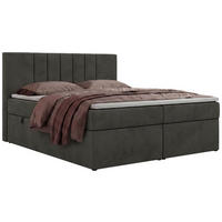 POSTEL BOXSPRING INERO 180/200 - Tmavě šedá Samet - Topper T25 - H4 - černá/tmavě šedá, textil/plast (180/200cm) - MKS