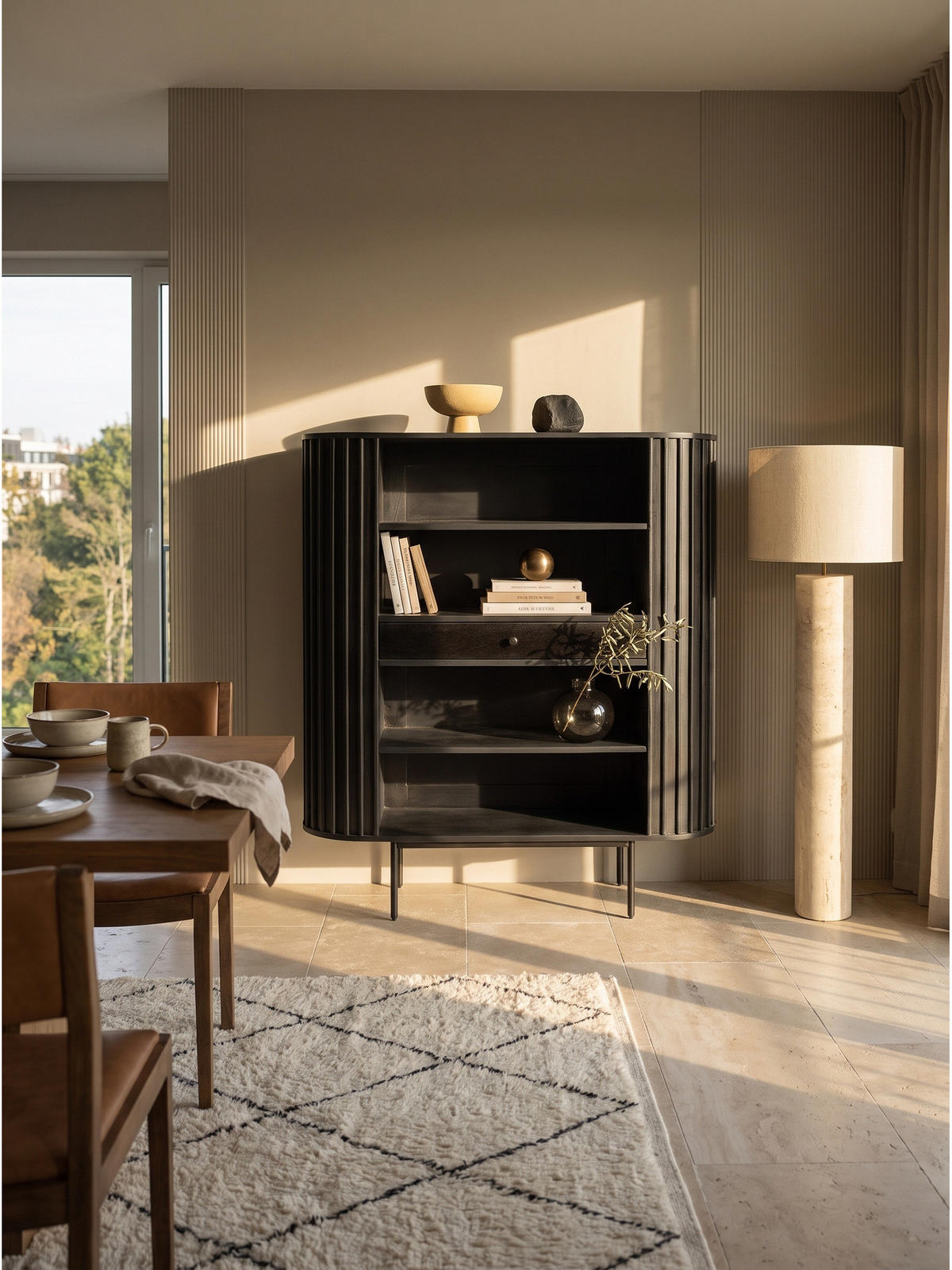 BÜCHERREGAL MELA, Mango Massivholz, mit Stauraum, Schwarz, 105 x 40 x 122 cm - Schwarz, Holz/Metall (105/122/40cm) - KADIMA DESIGN
