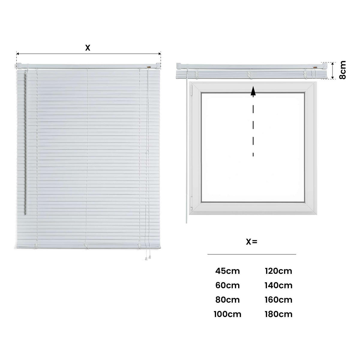 JALOUSIE venetianische mit weißer Zugschnu 105x250 - Weiß, Metall (105/250cm) - STORESDECO