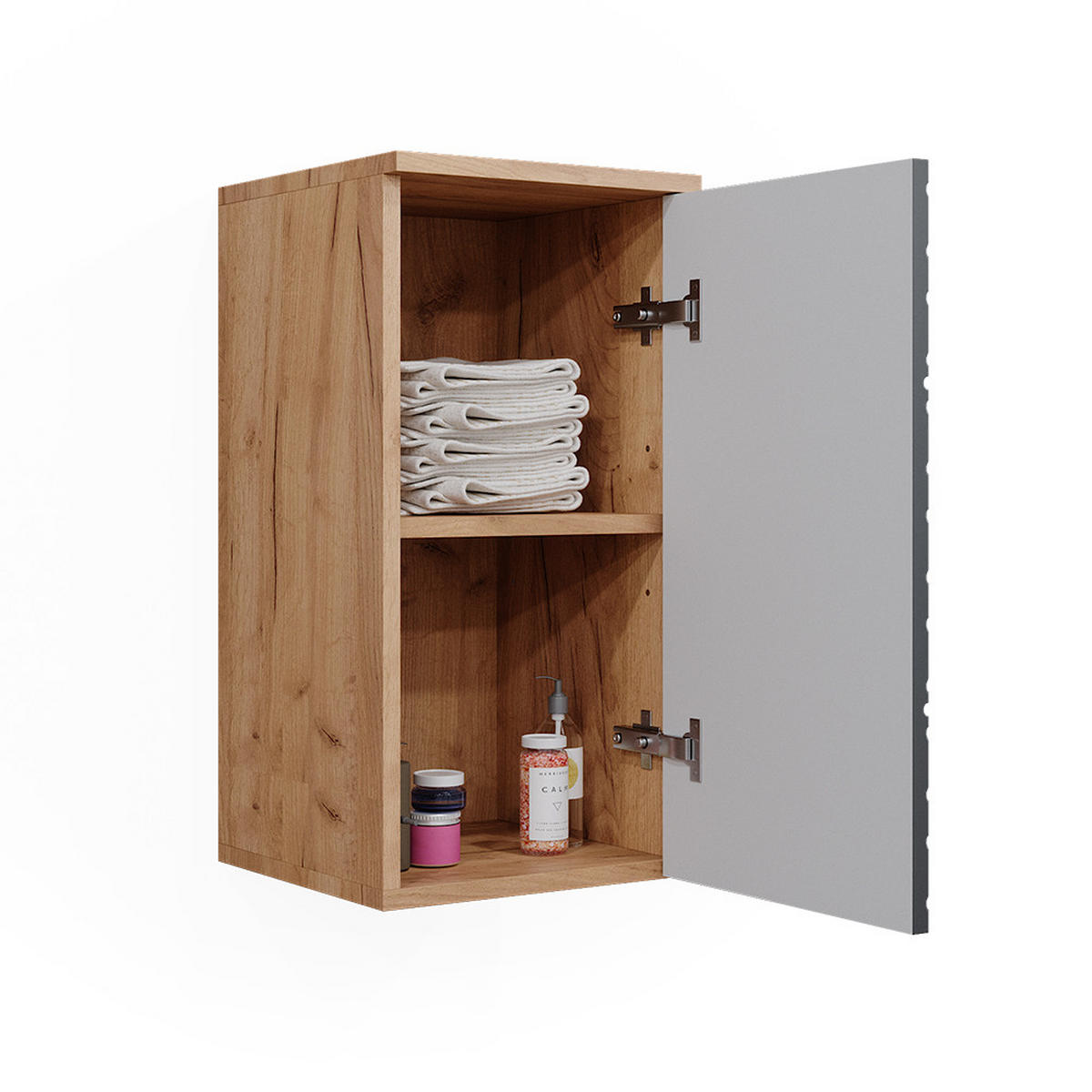 BADSCHRANK Irma Anthrazit gestreift 30 x 59 cm 2 Fächer, Badezimmer - Hellbraun/Dunkelgrau, Holzwerkstoff (30/59/24cm) - Vicco
