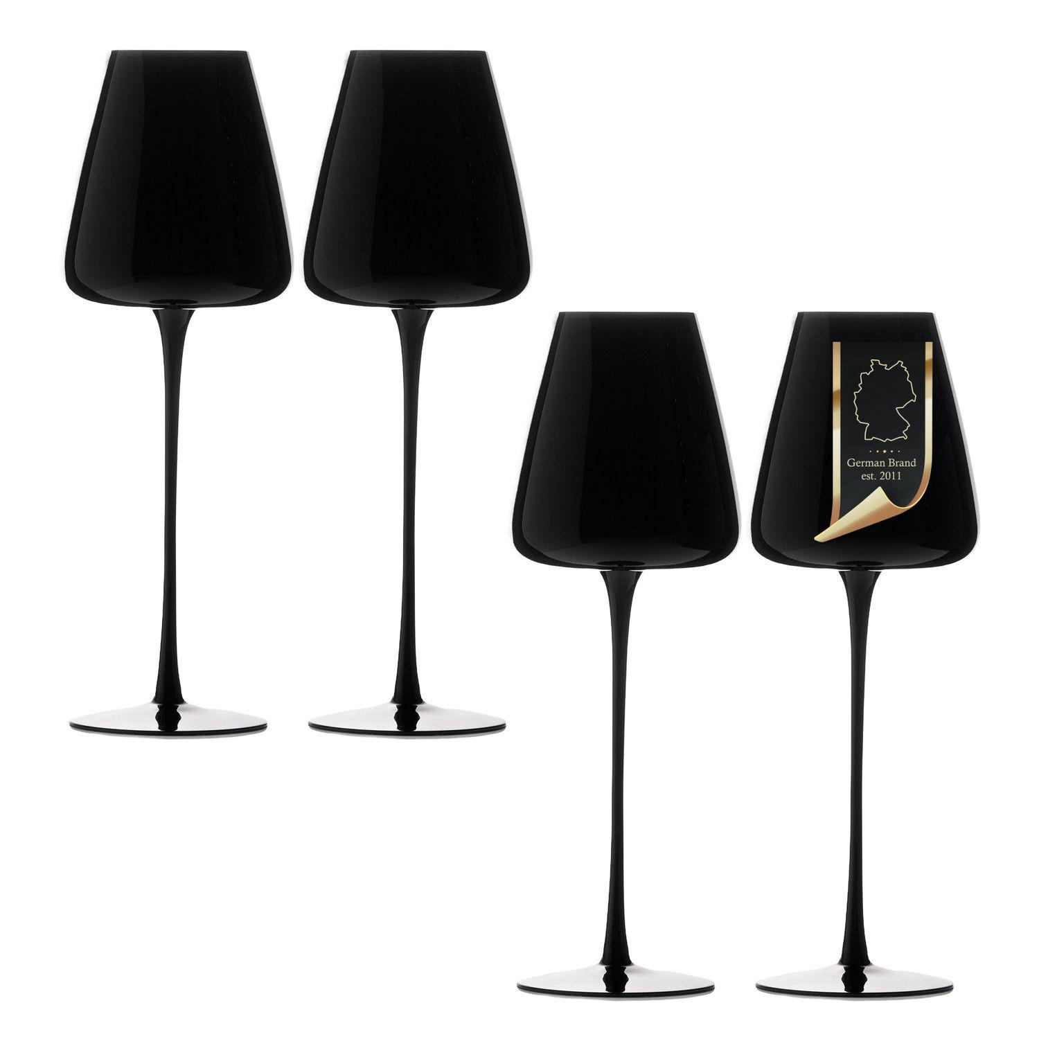 WEINGLAS-SET 500 ml (4er Set) - Schwarz, Glas (0.5L) - Intirilife