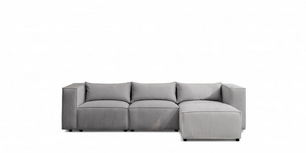 ECKSOFA Nevio - Grau, Holzwerkstoff/Textil (290/185cm) - Fun Möbel