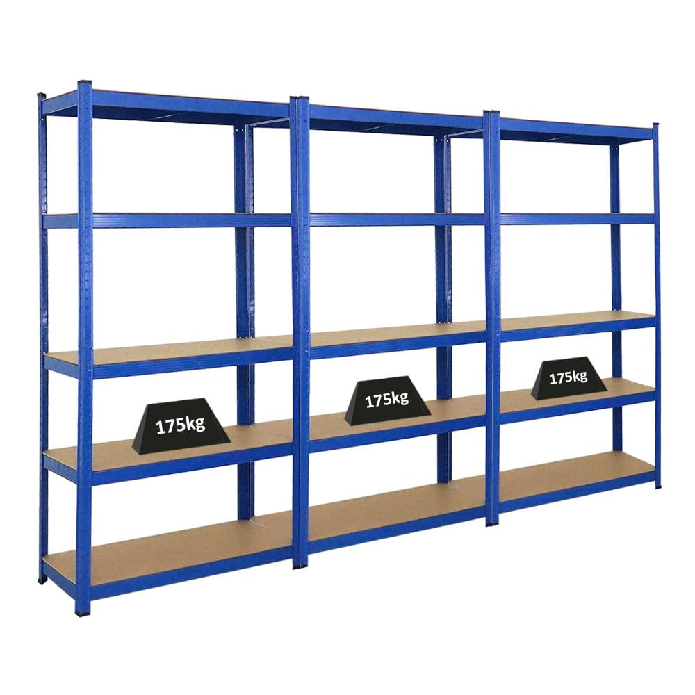SCHWERLASTREGAL Ragnar 3er-Set mit 3x 180x90x40 cm Fachlast 175 kg Blau - Blau, Metall (270/180/40cm) - PROREGAL