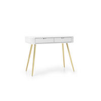 KONSOLENTISCH PORTO (Oval, Rillenfront, Weiß Matt, Goldene Füße) - Goldfarben/Weiß, Holz/Holzwerkstoff (49/103/80cm) - Ravio
