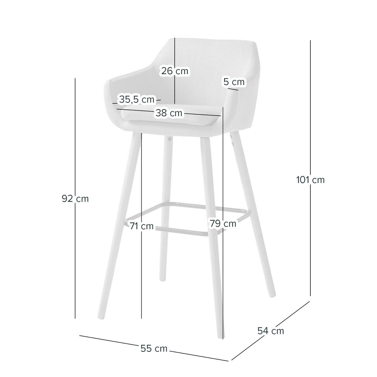 BARSTUHL - Eichefarben/Beige, Textil (55/101/54cm) - home24