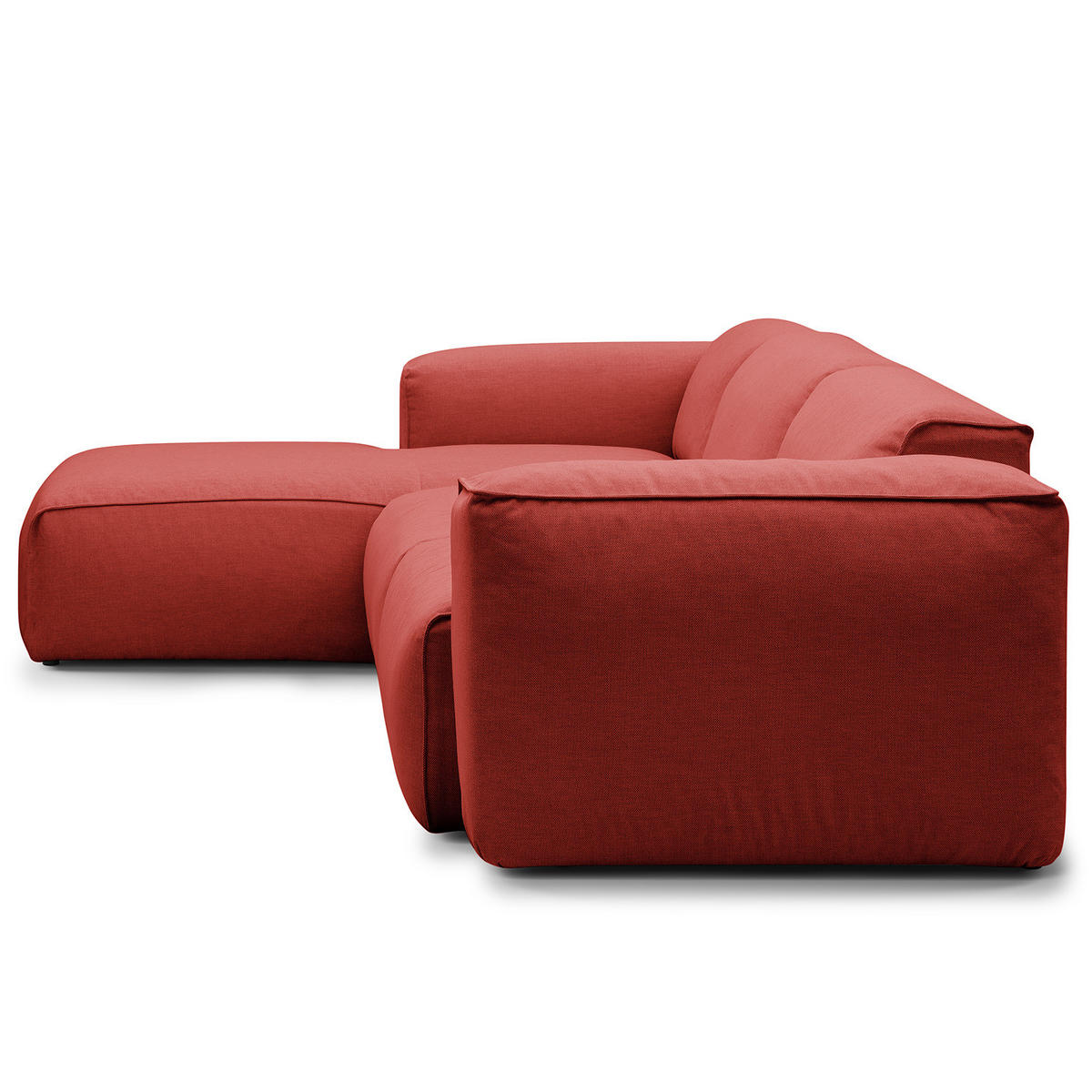 3-SITZER ECKSOFA mit Longchair - Rot/Schwarz, Kunststoff/Textil (284/173cm) - home24
