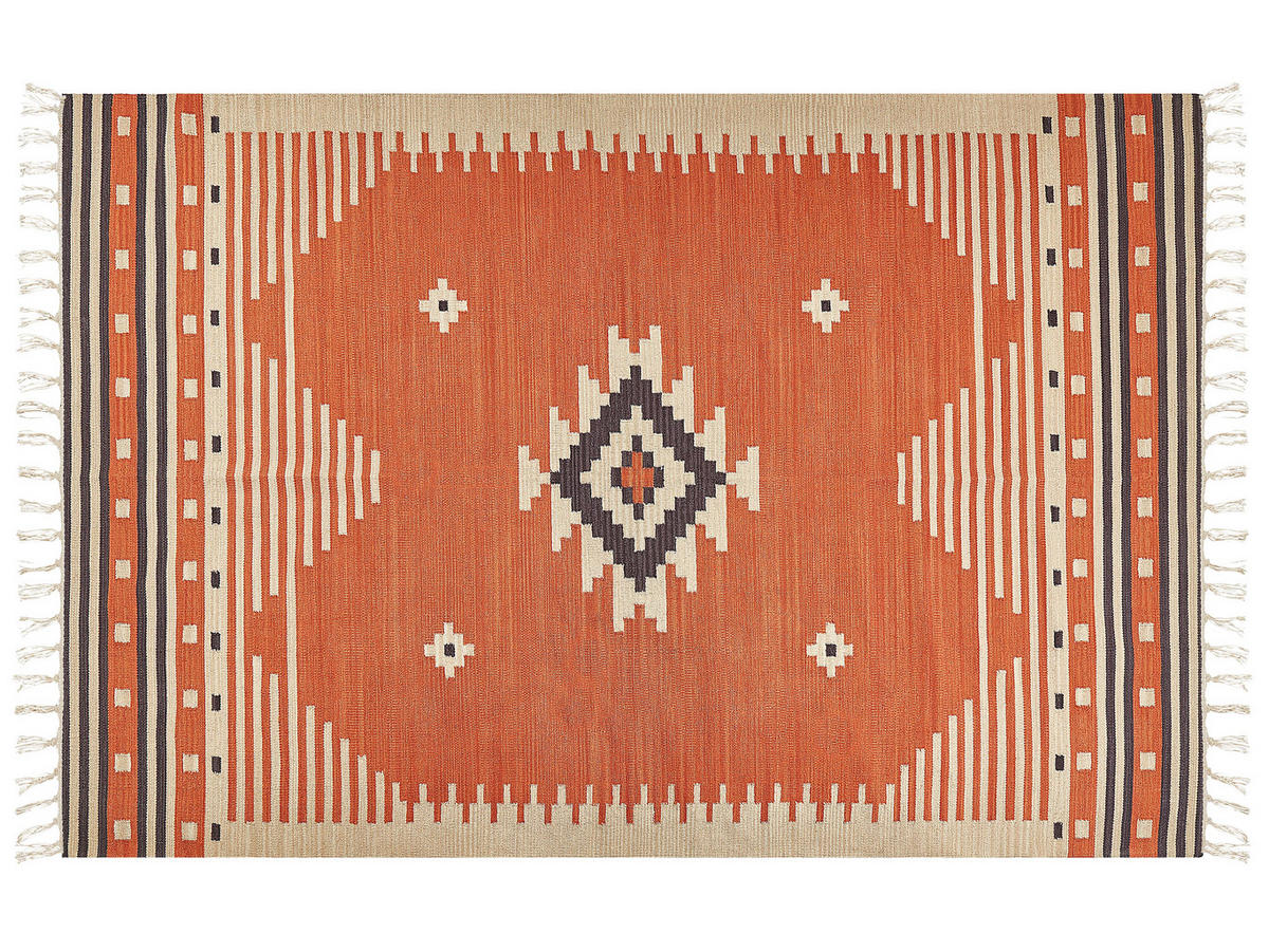 KELIM-TEPPICH Gavar 300/200 cm - Orange, Textil (200/300cm) - Beliani
