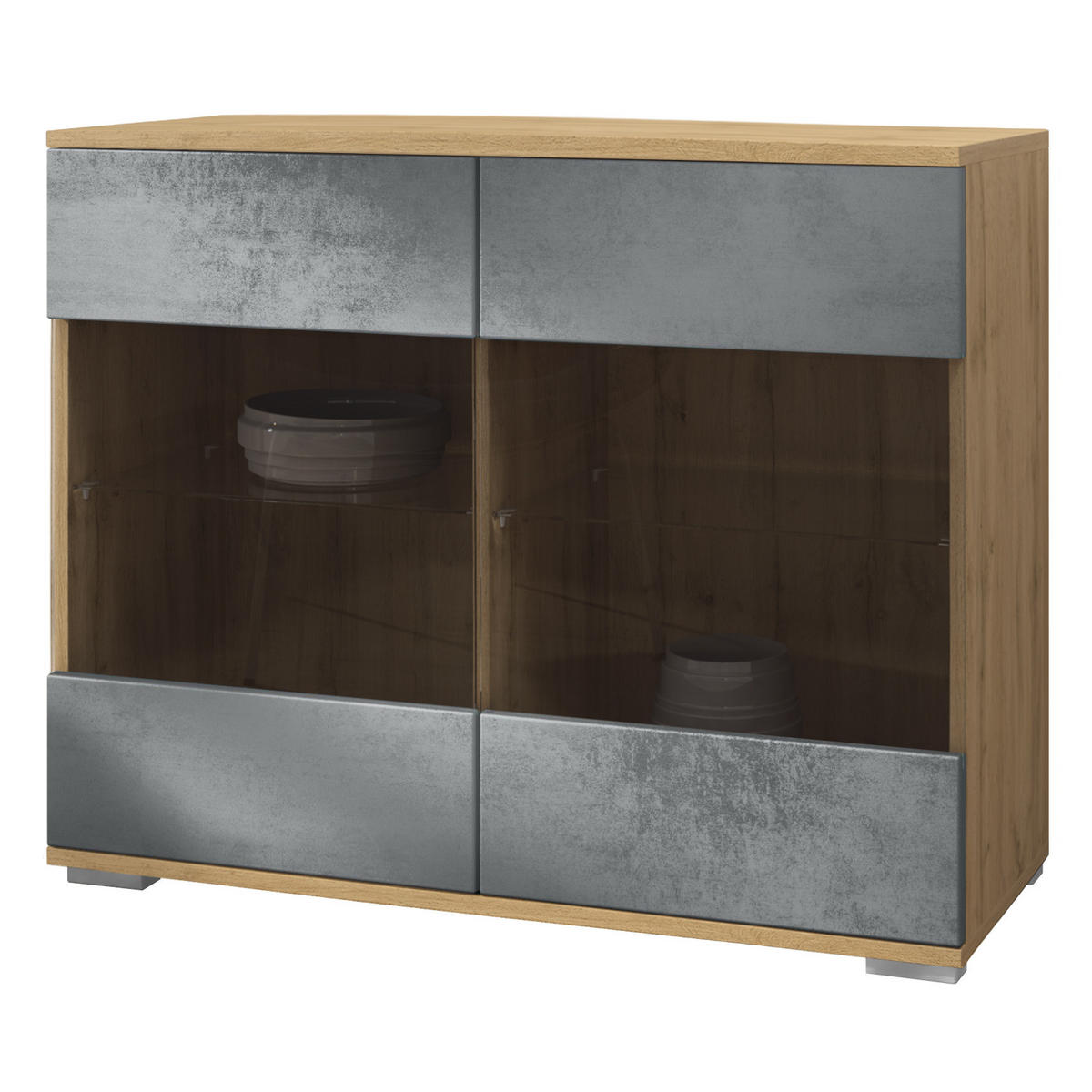 KOMMODE Bari Beton Dunkel Optik - Dunkelgrau, Holzwerkstoff (92.5/75.5/35cm) - Vladon