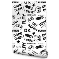 VLIESTAPETE Gaming-Schriftzüge Game Over – Schwarz, Weiß – 50x1000 cm - Schwarz/Weiß, Papier (50/1000cm) - Muralo