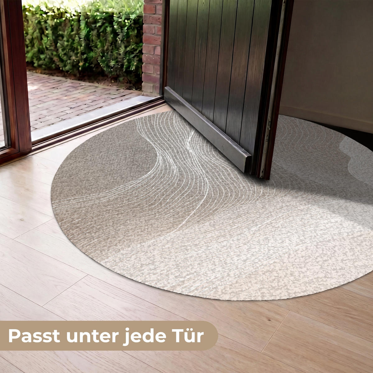 FUSSMATTE Wellenlinien - Luftströme - Harmonisch Schmutzfänger 120x120 cm - Beige, Kunststoff (120/120cm) - MuchoWow
