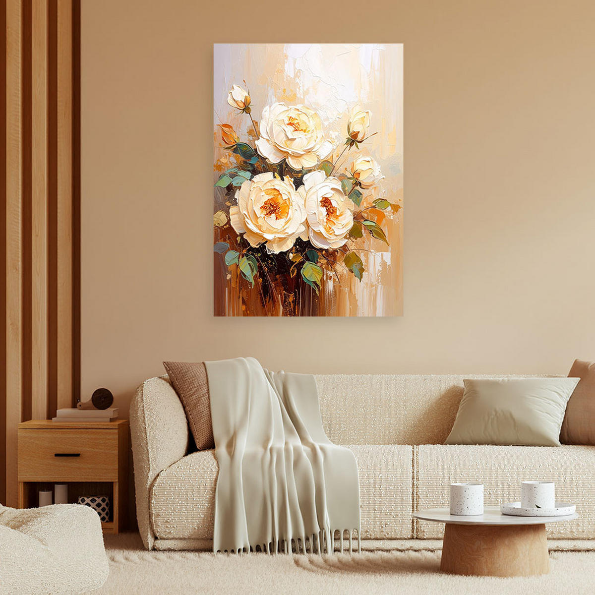 LEINWANDBILD Blumen 80x120cm - Beige, Textil (80/120cm) - Feeby