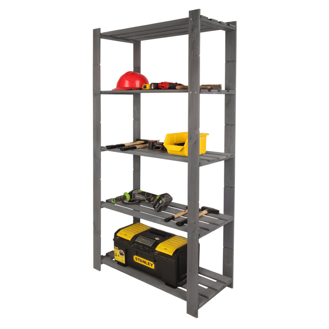 HOLZREGAL PINEPEAK 170x80x38cm 5 Fachboden 1,2cm dickes Kiefernholz Grau - Grau, Holz (80/170/38cm) - PROREGAL