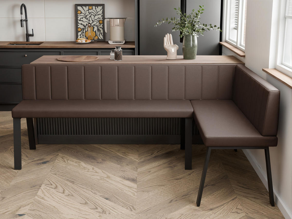 ECKBANK rechts MONO Y Kunstleder gesteppt, 142/196 cm Braun - Braun, Kunststoff/Textil (142/196cm) - Idohome