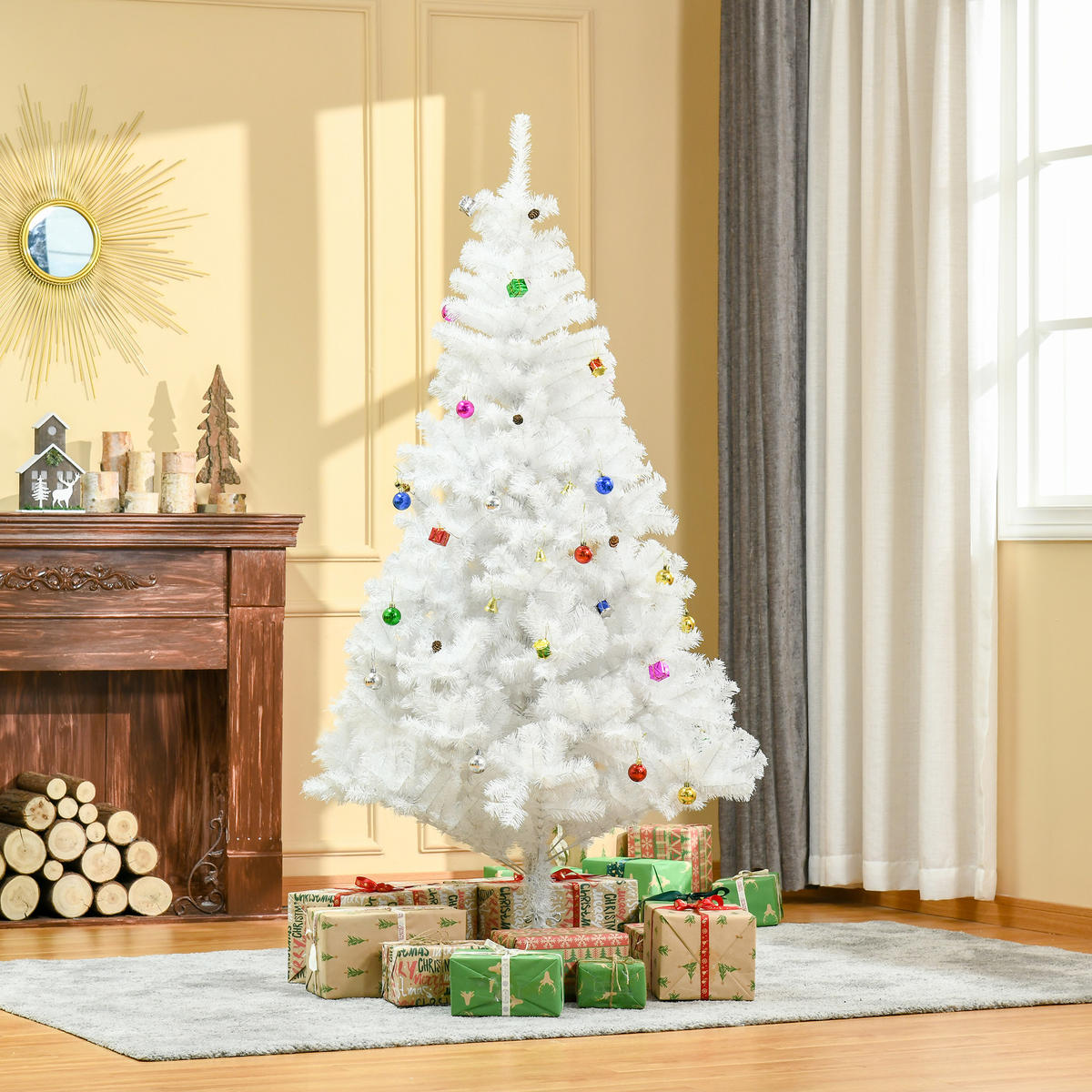 WEIHNACHTSBAUM Christbaum Tannenbaum 150/180cm PVC 680 Spitze inkl. Deko Weiß - Weiß, Metall (180cm) - HOMCOM
