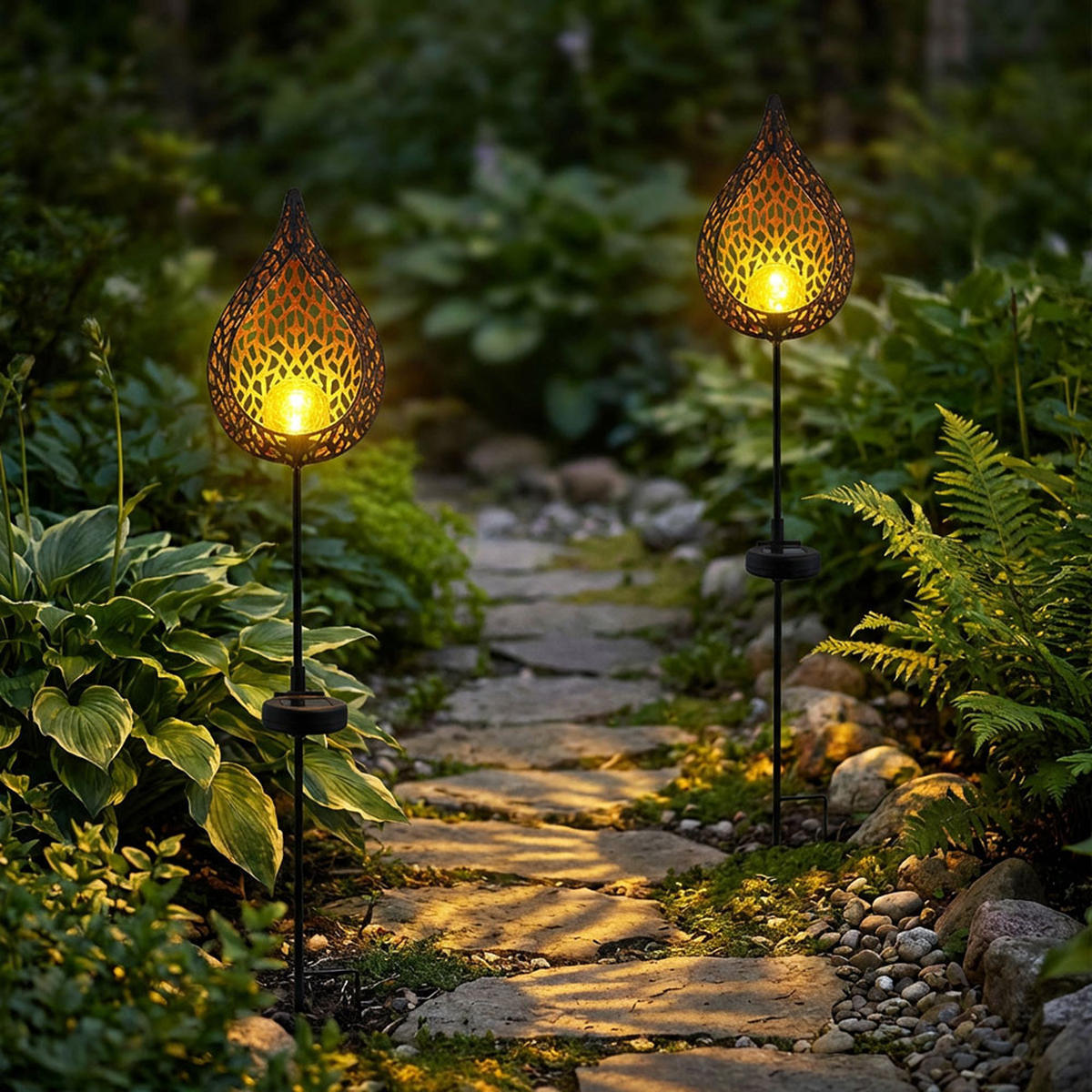 LED AUSSENLEUCHTE Solar Steckleuchte schwarz-gold 3er Set - Multicolor, Glas (16/7/90cm) - Globo Lighting